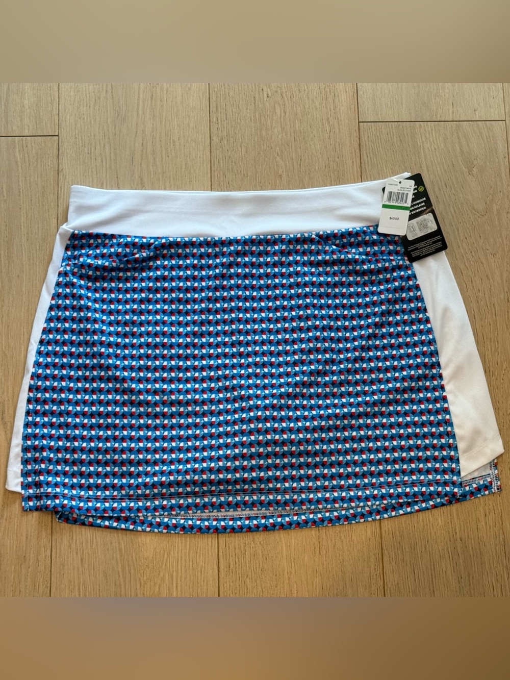 PGA TOUR Women’s Golf Skort Bright White Blue Red Print NWT Large